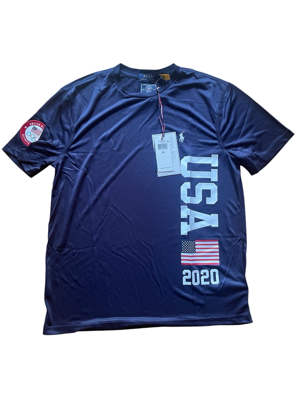NWT Polo Ralph Lauren Navy short sleeve Olympic USA 2020 athletic Tee medium